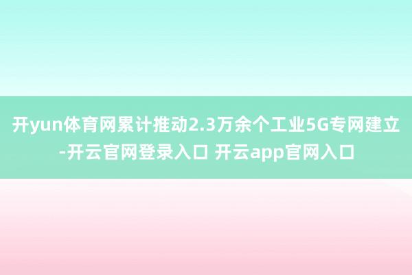 开yun体育网累计推动2.3万余个工业5G专网建立-开云官网登录入口 开云app官网入口