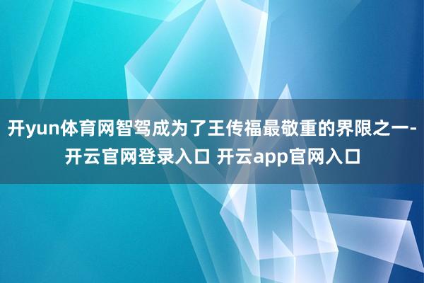 开yun体育网智驾成为了王传福最敬重的界限之一-开云官网登录入口 开云app官网入口