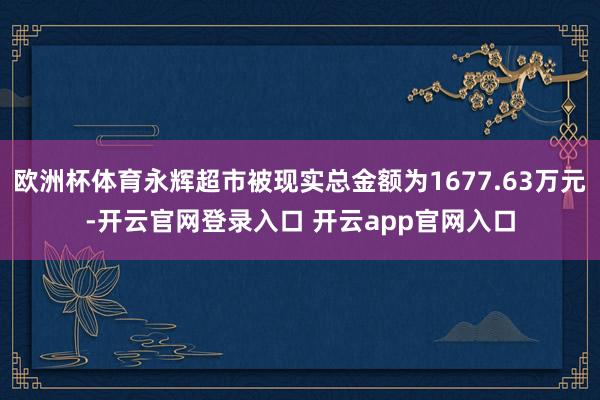 欧洲杯体育永辉超市被现实总金额为1677.63万元-开云官网登录入口 开云app官网入口