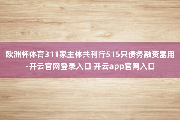 欧洲杯体育311家主体共刊行515只债务融资器用-开云官网登录入口 开云app官网入口