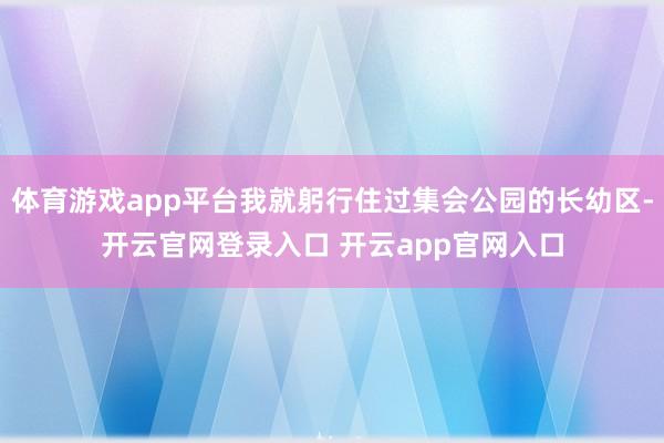 体育游戏app平台我就躬行住过集会公园的长幼区-开云官网登录入口 开云app官网入口